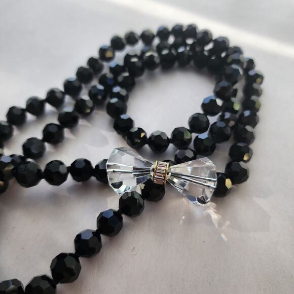 HEIDI DAUS "Full Of Possibilities" black Necklace Swarovski Crystal Long Bow - Picture 4 of 10